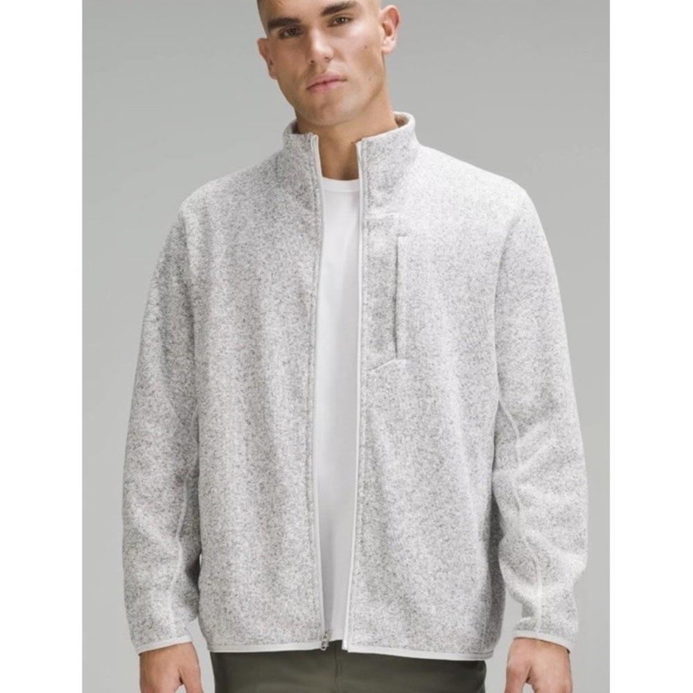 Lululemon Sojourn Fleece Jacket Men's Gray Knit Full Zip Medium LM3EW9S